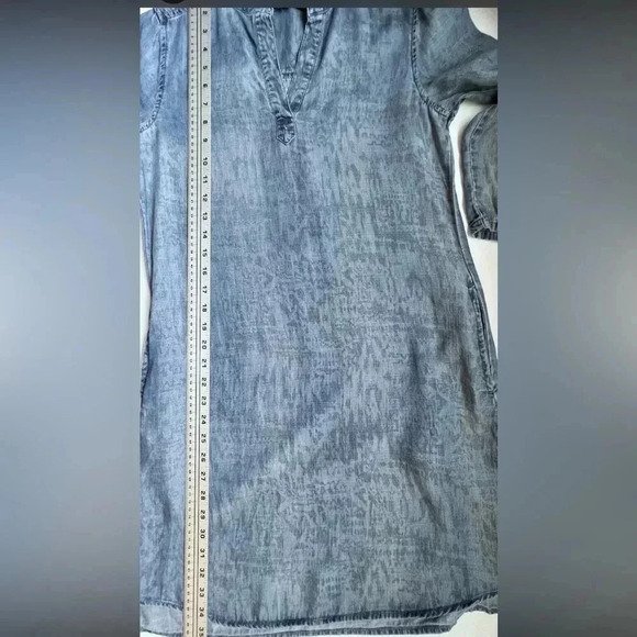 Max Jeans Women's Chambray Dress Blue Denim Dress Roll Tab Sleeves Collar - Sz 4 - Picture 4 of 10